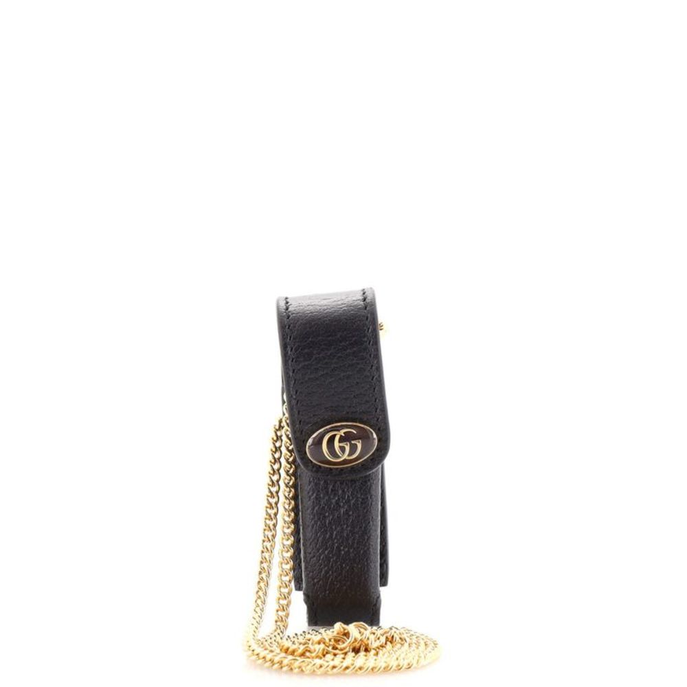 Gucci Porte Rouges Lipstick Case with Chain Leather Black with box